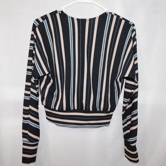 Dynamite Womens XS Striped Wrap Long Sleeve Shirt - Picture 6 of 8